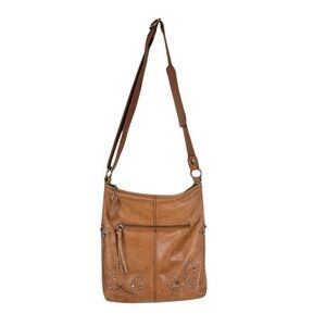The Sak Genuine Leather Crossbody Bag Purse Brown Tan